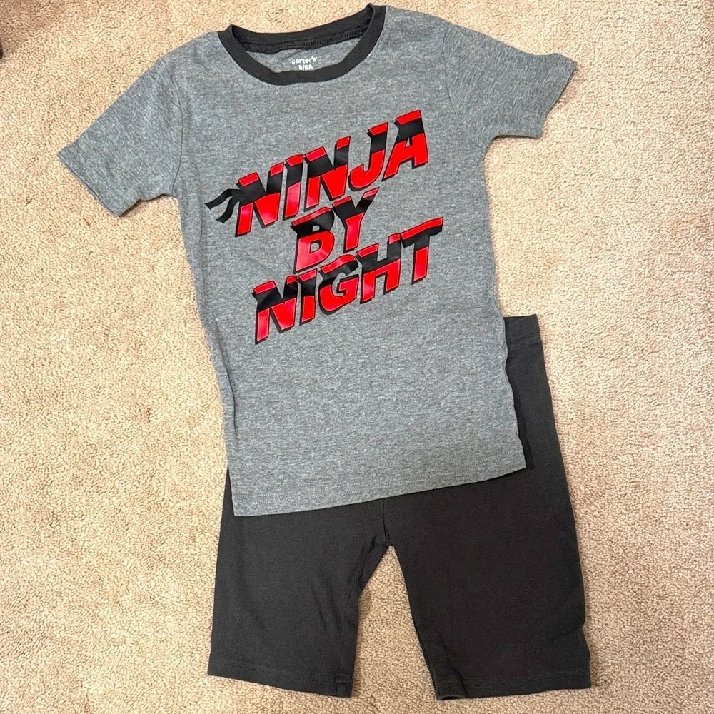 Ninja By Night Kids Pajamas - Gray and Black